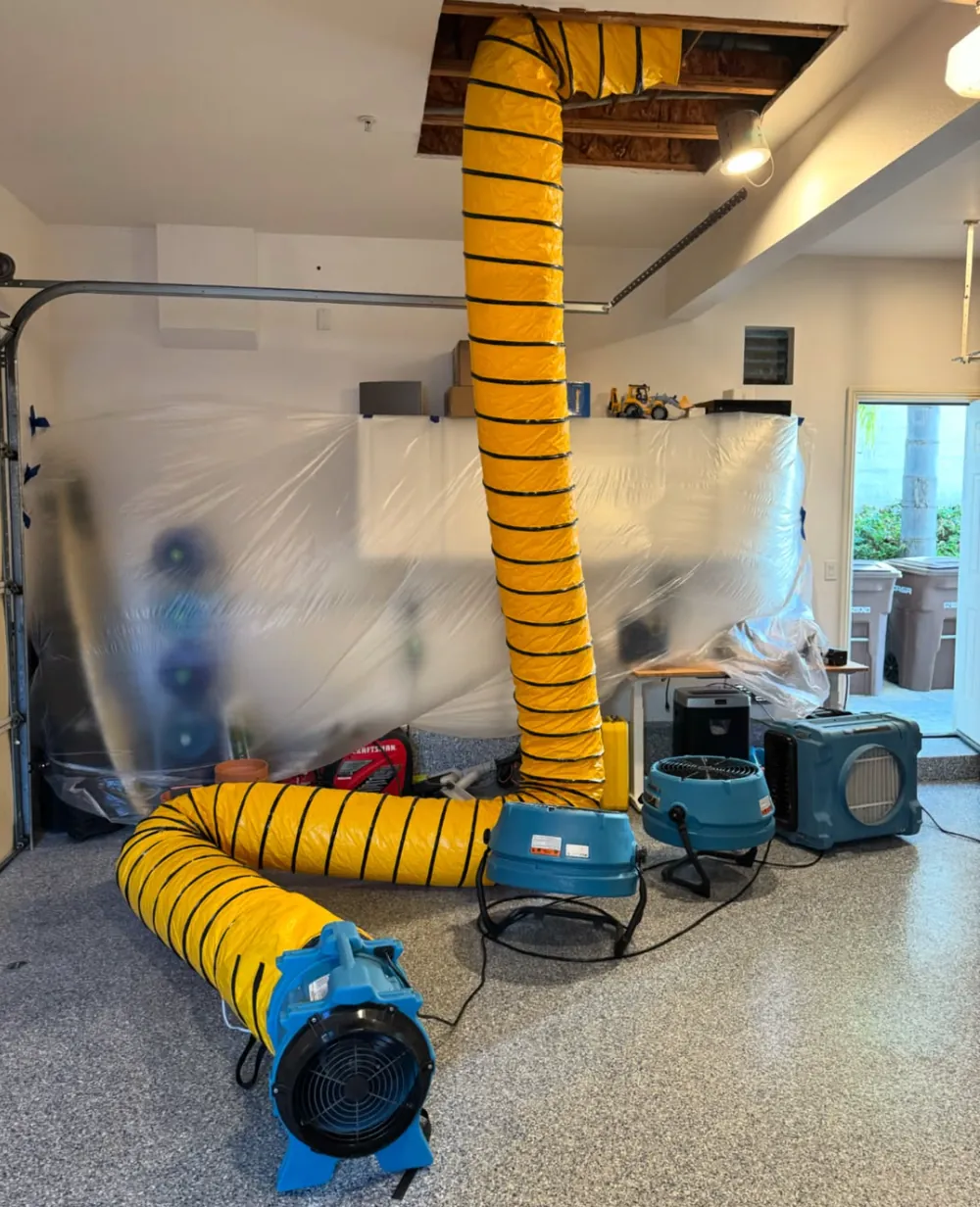 Revive Pro Solutions drying equipment set up on a South Orange County water damage job